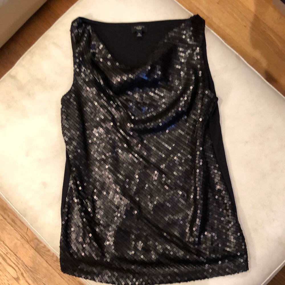 Talbots NWOT sleeveless black sequin dressy cowl neck top